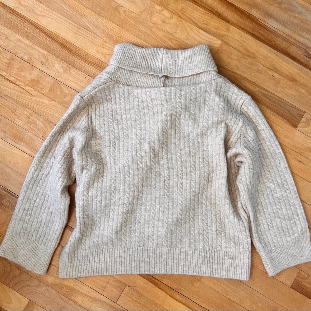 Zara Cable Ribbed Oversized Beige Sweater - S - Picture 3 of 4